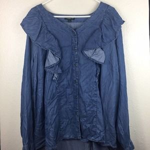 Lane Bryant Plus Size 24 Chambray Button Down